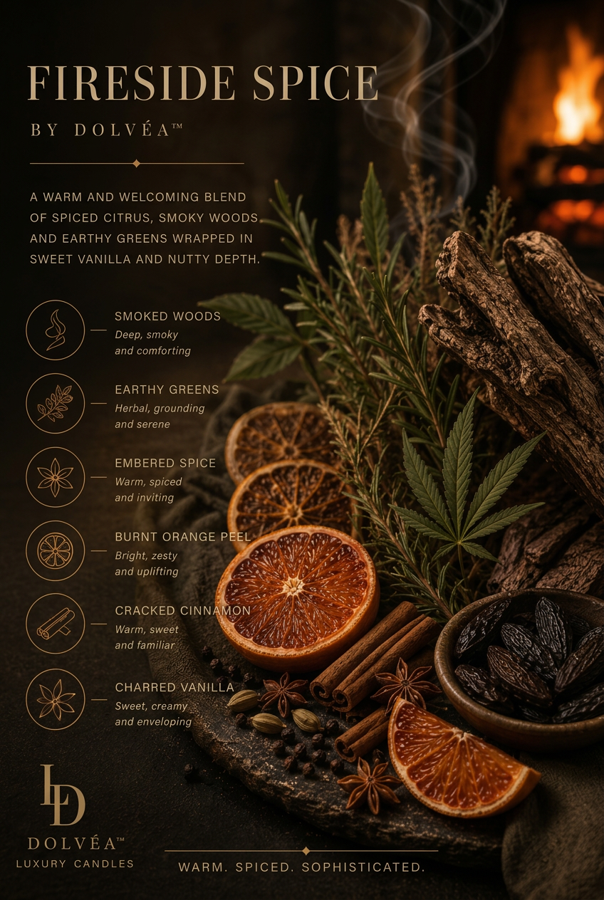 Fireside Spice – Luxury Soy Candle, Net 08 oz | Wooden Wick |