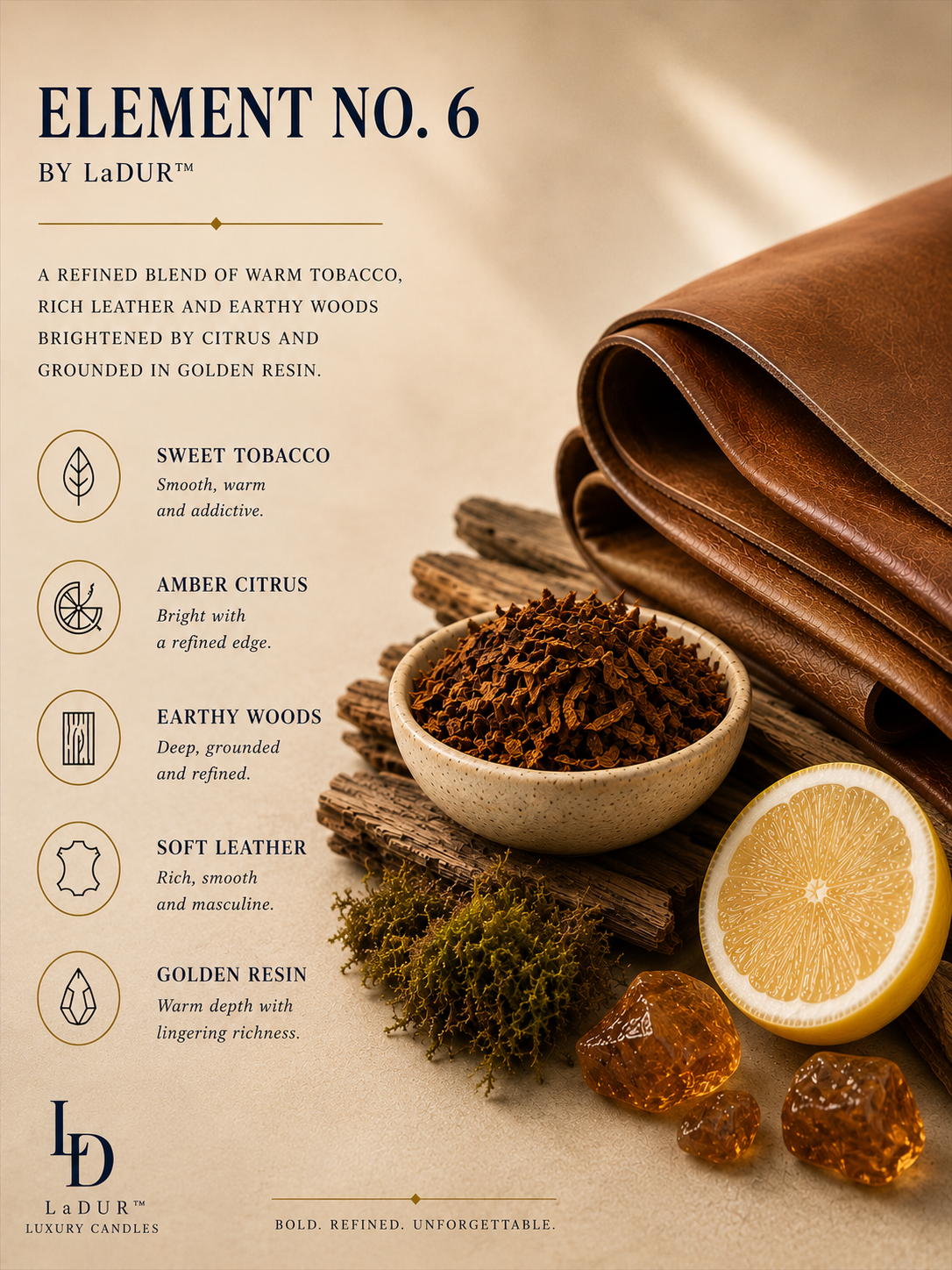 Element No. 6 – Luxury Soy Candle | Wooden Wick | 8 oz Net Wt
