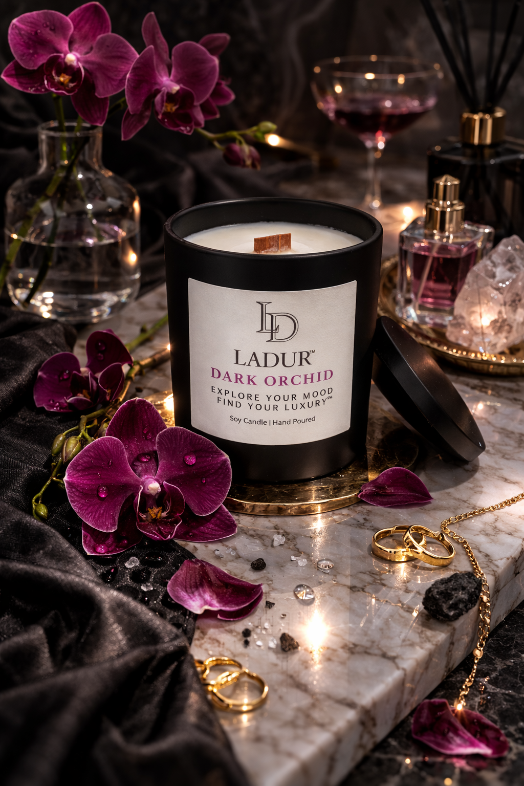 Dark Orchid – Luxury Soy Candle, Net 08 oz | Wooden Wick | Sensual & Timeless Allure