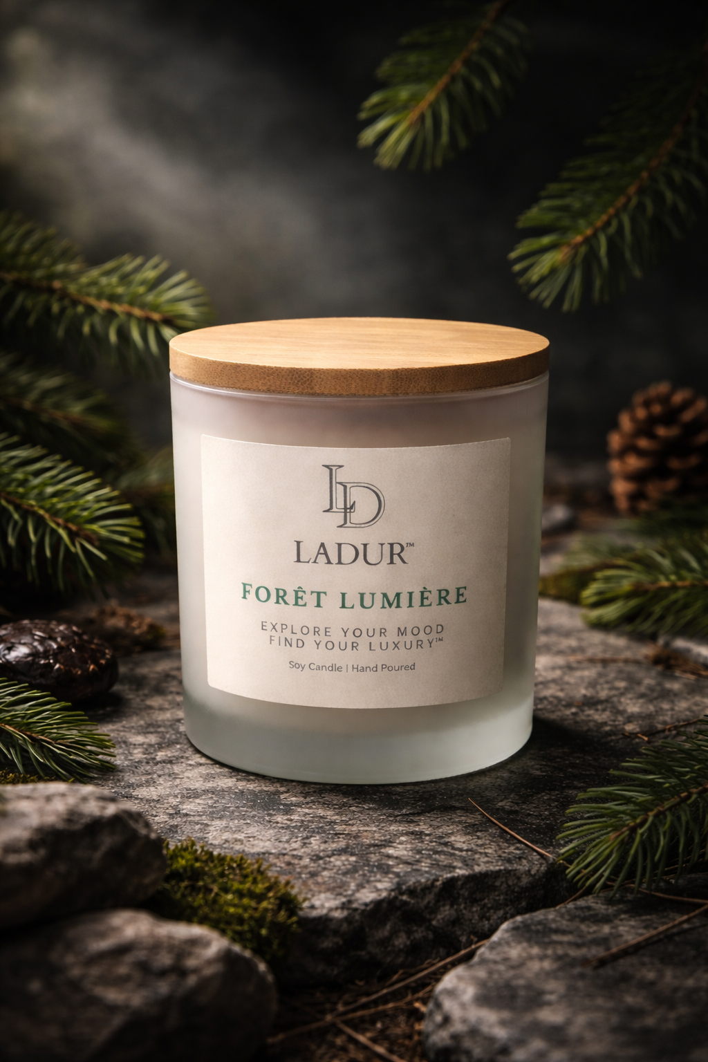 Forêt Lumière – Luxury Soy Candle, Net 08 oz | Wooden Wick |Crisp Forest Air
